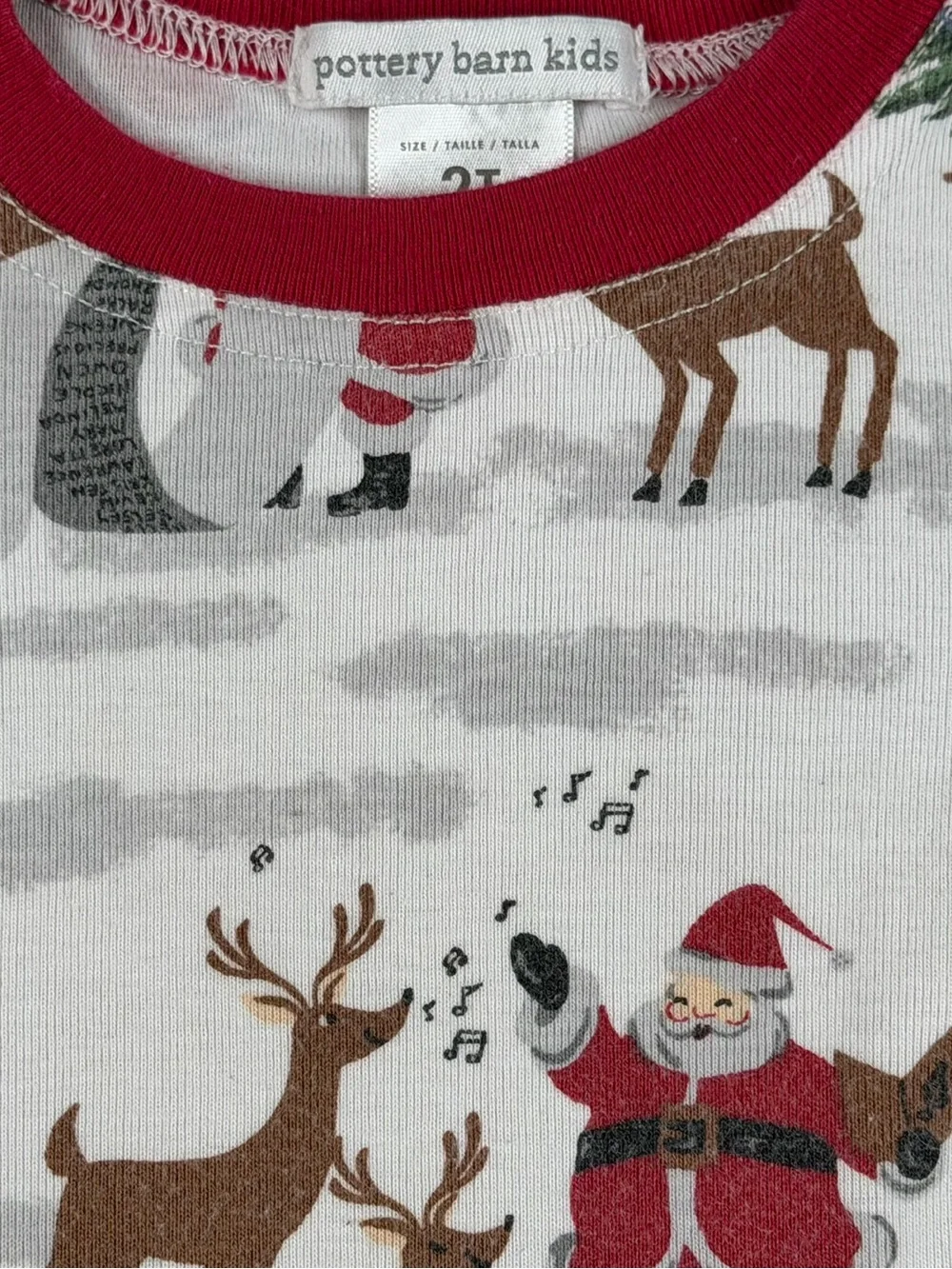 POTTERY BARN KIDS Org Cotton Heritage Santa Pajama Set- 2T